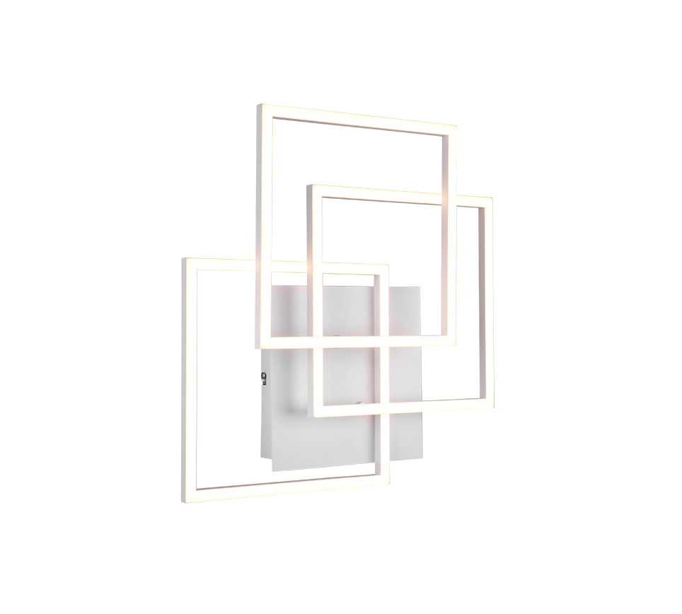 Plafoniera LED 3 quadrati, metallo, bianco, L 39 cm, Mobile