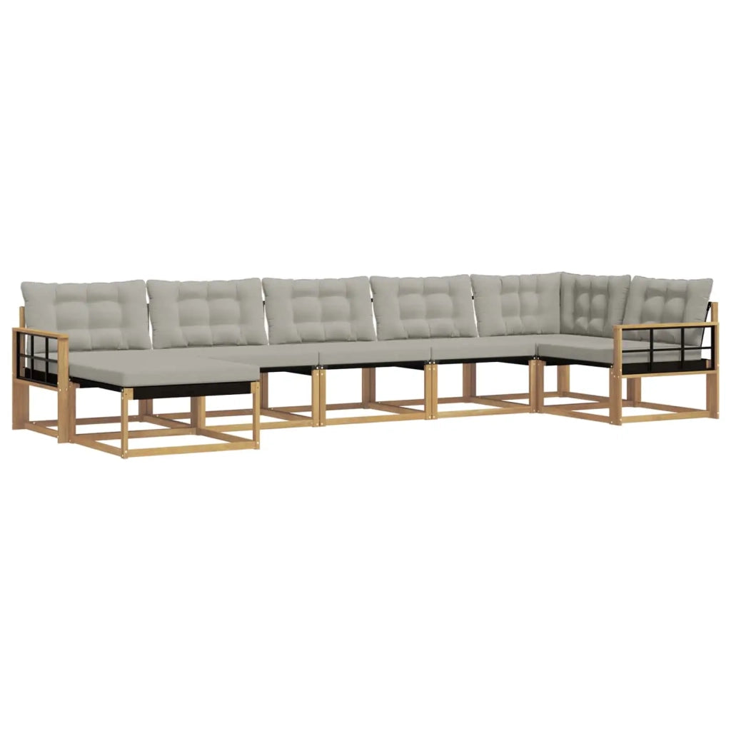 Set di divani da esterno 7 pcs Bianco e Grigio Chiaro