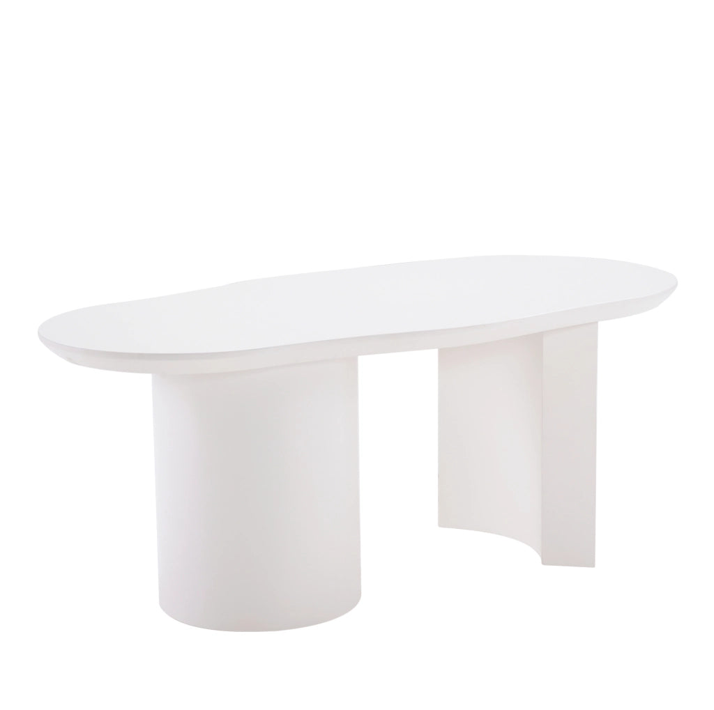 Tavolino da caffè 100x40-50x40.5 cm con design irregolare in MDF laccato bianco