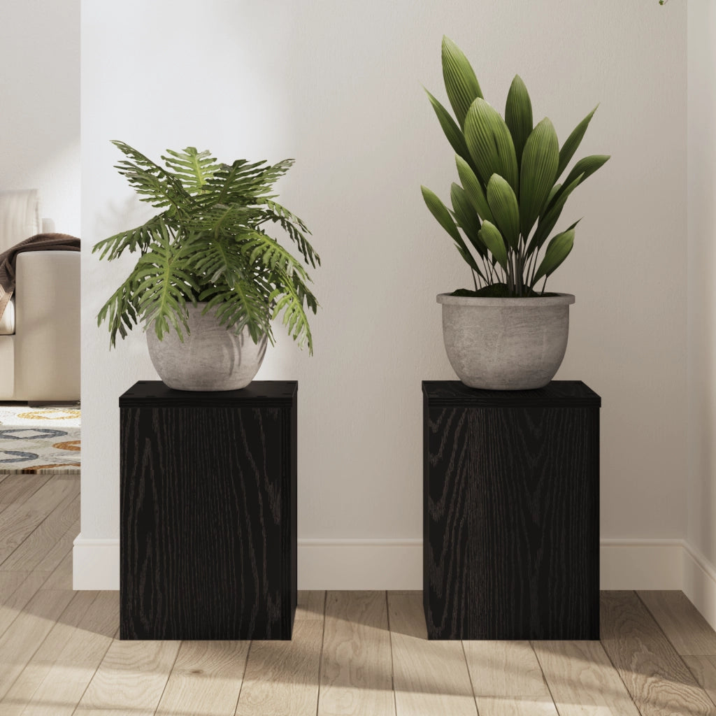 Supporti per piante 2 pcs Rovere Nero 25x25x35 cm Legno ingegnerizzato