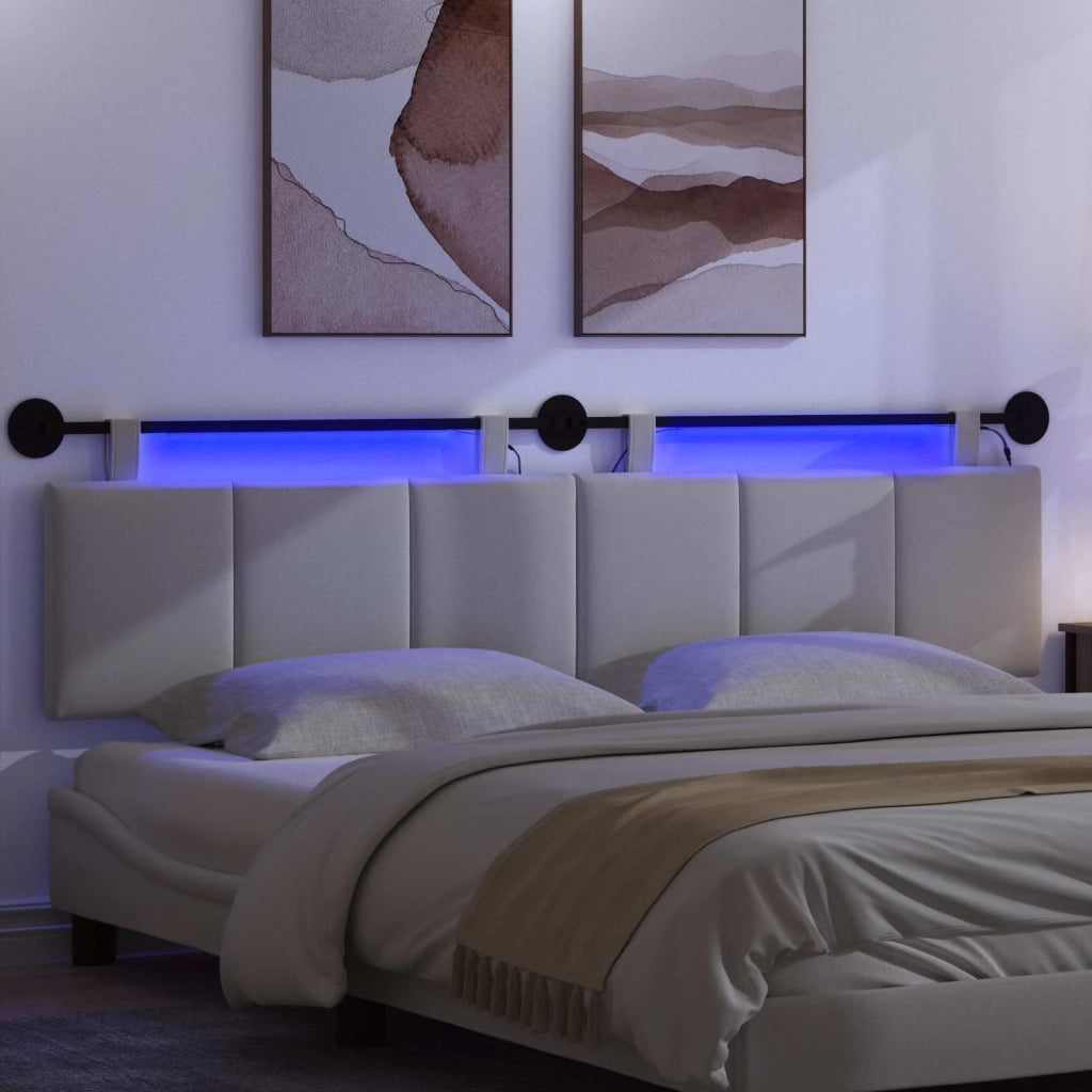 Testiera | Testata sospesa Con luce LED Bianco Tessuto