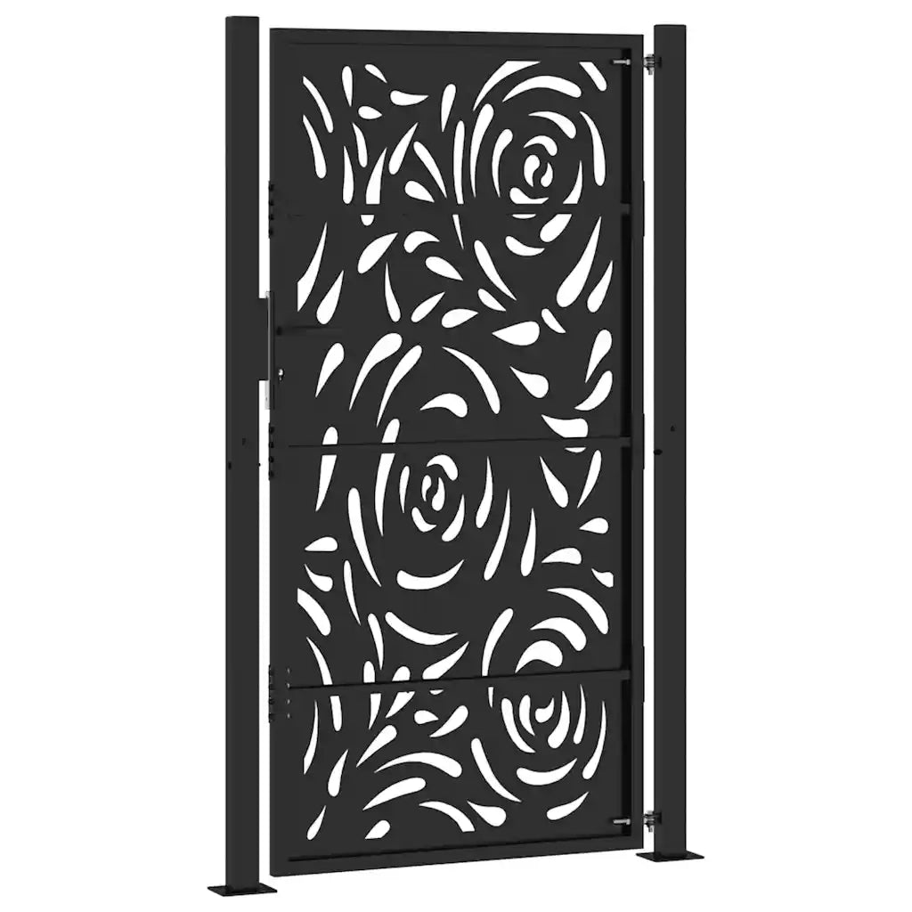vidaXL Cancello Giardino Nero 105x180 cm in Acciaio Design a Fiamma
