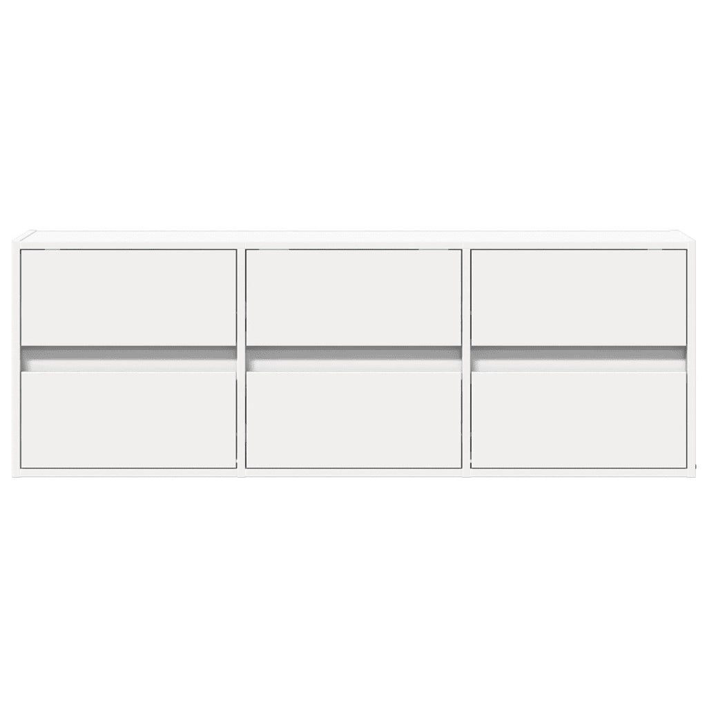 vidaXL Mobile TV a Parete con Luci LED Bianco 130x31x45 cm