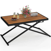 IDMarket - Tavolo da giardino OLIE 100 cm regolabile in altezza a 3 posizioni in metallo nero con piano effetto legno