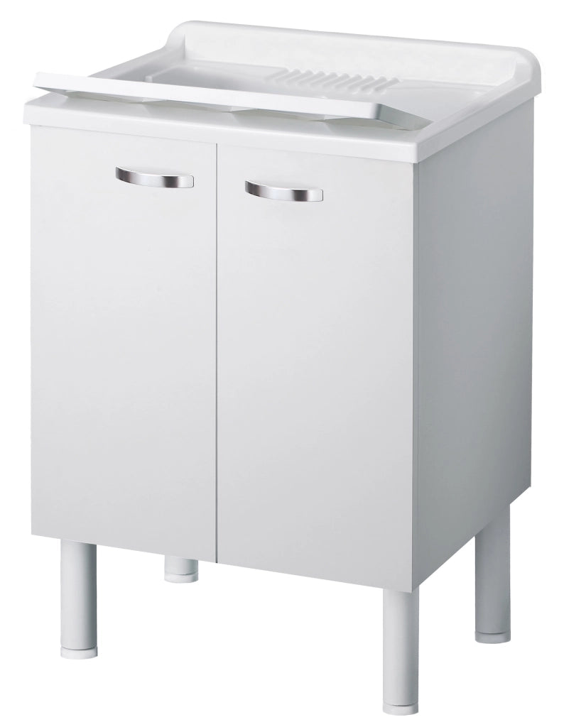 LAVATOIO IN LEGNO BIANCO MONTATO  cm. 60x50x85 h