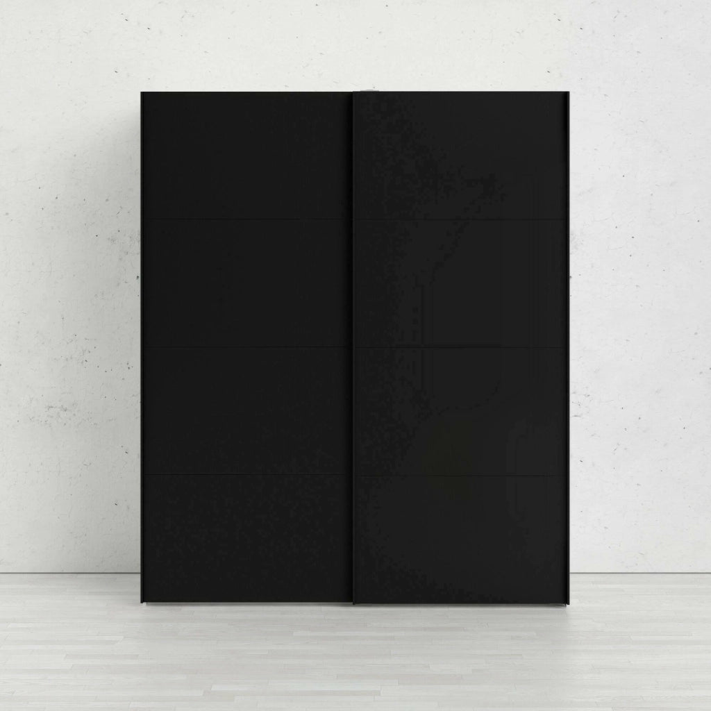 Guardaroba 2 ante Portlouis, Mobile camera da letto, Cabina armadio portabiti, Armadio appendiabiti, 182x62 h220 cm, Nero e Bianco