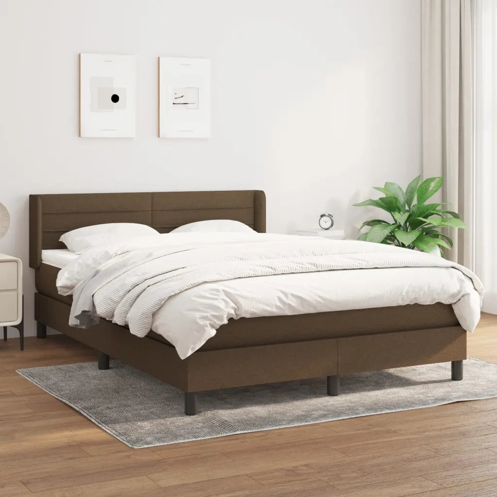 Giroletto a Molle con Materasso Marrone Scuro 140x200cm Tessuto 3129796