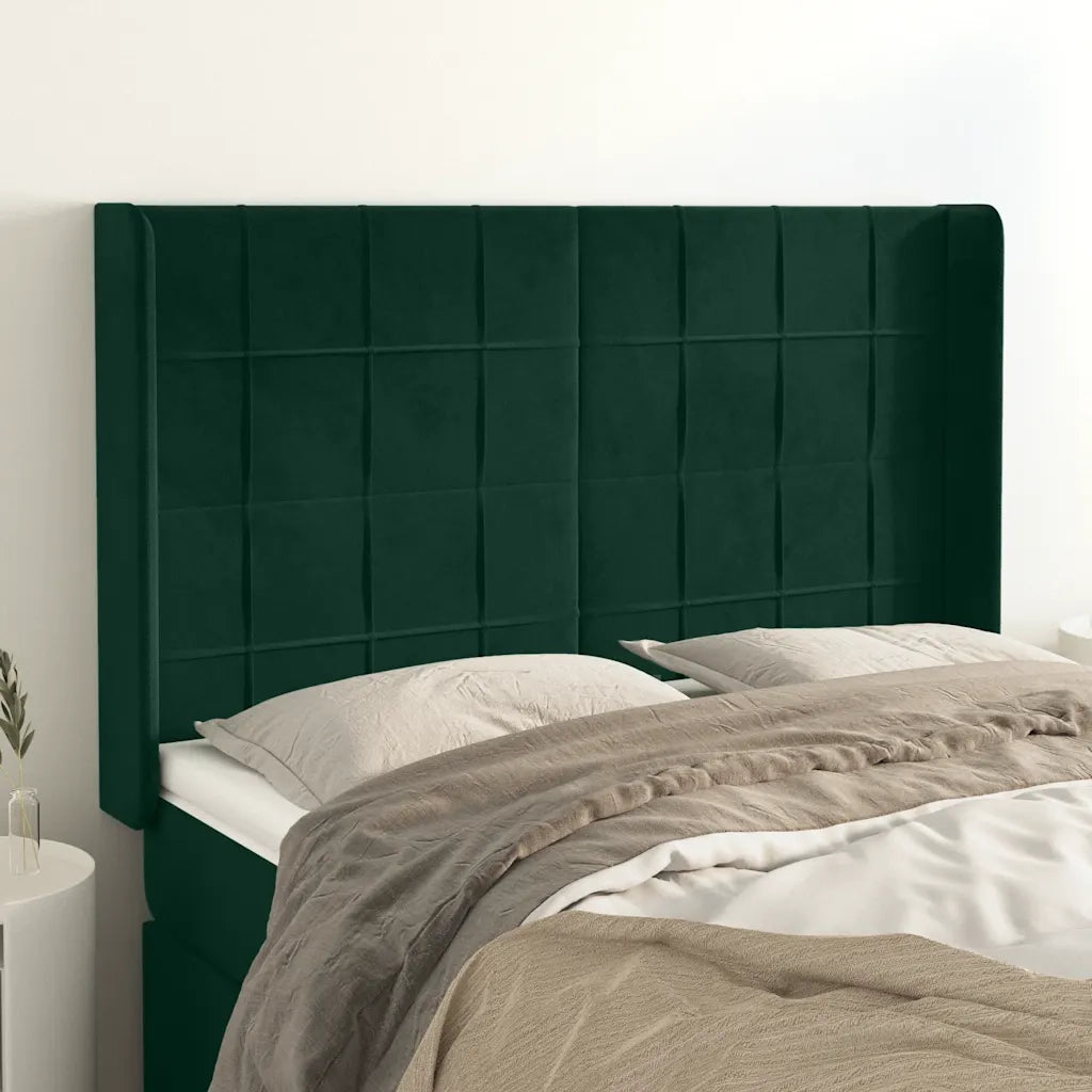 Testiera ad Orecchio Verde Scuro 147x23x118/128cm in Velluto 3119631