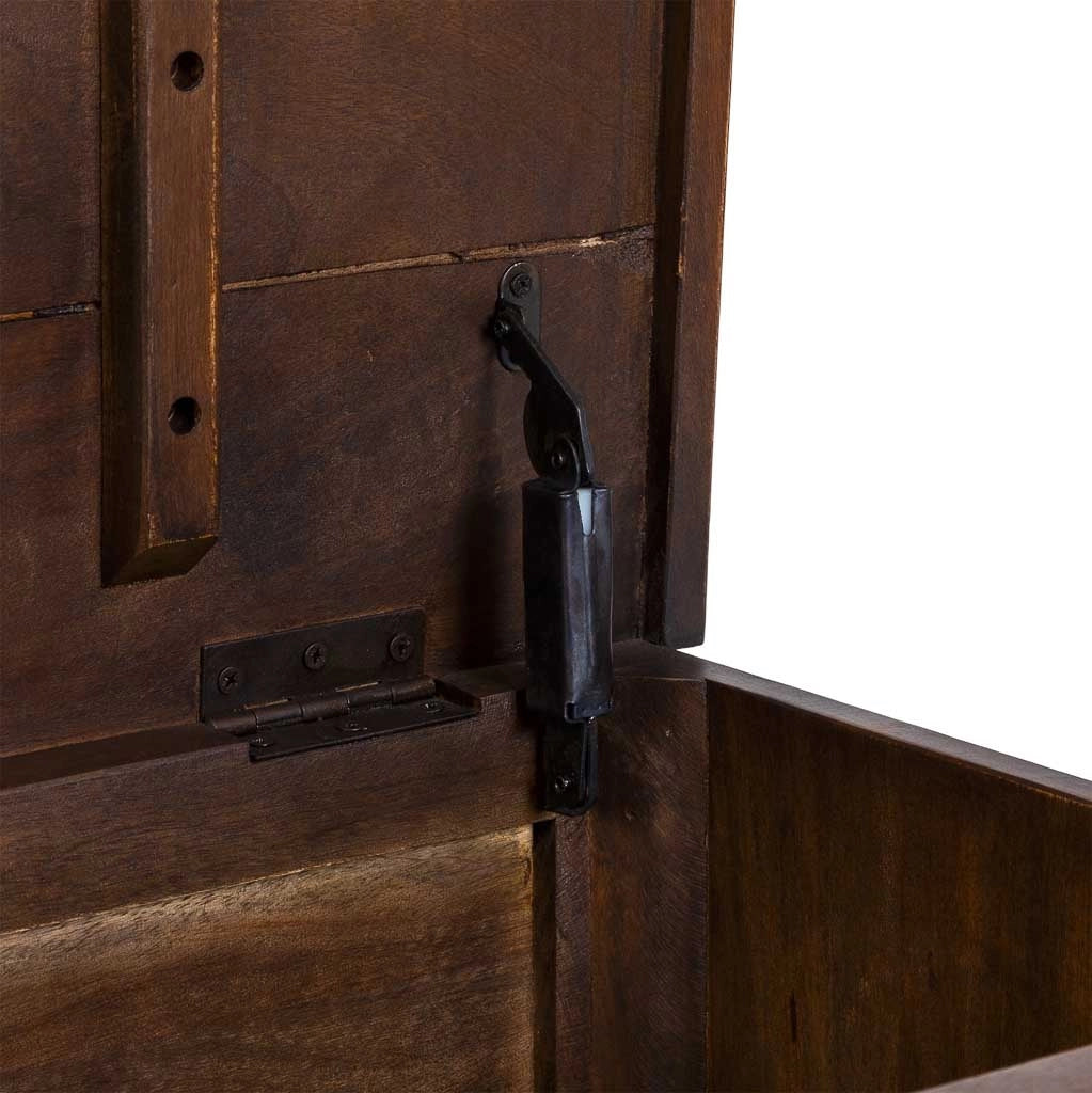 Baule in legno marrone intagliato a mano 100x40x46h cm