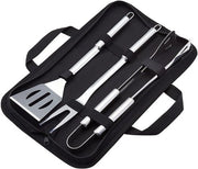 Set di griglia barbecue a tre pezzi in acciaio inossidabile: spatola barbecue, forchetta barbecue, set di pinze barbecue con borsa portatile