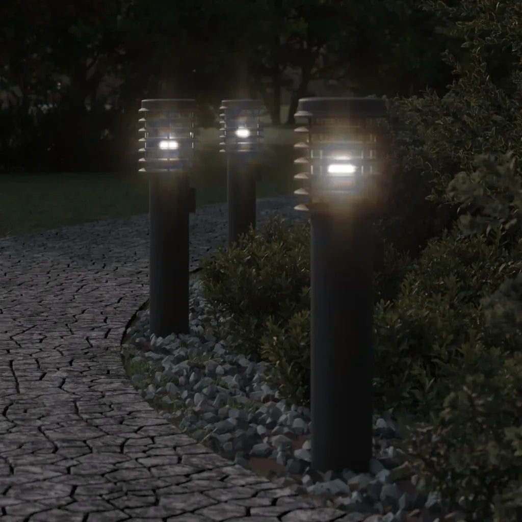 Lampade da Terra per Esterni con Presa 3 pz Nere 60 cm Acciaio 4006378