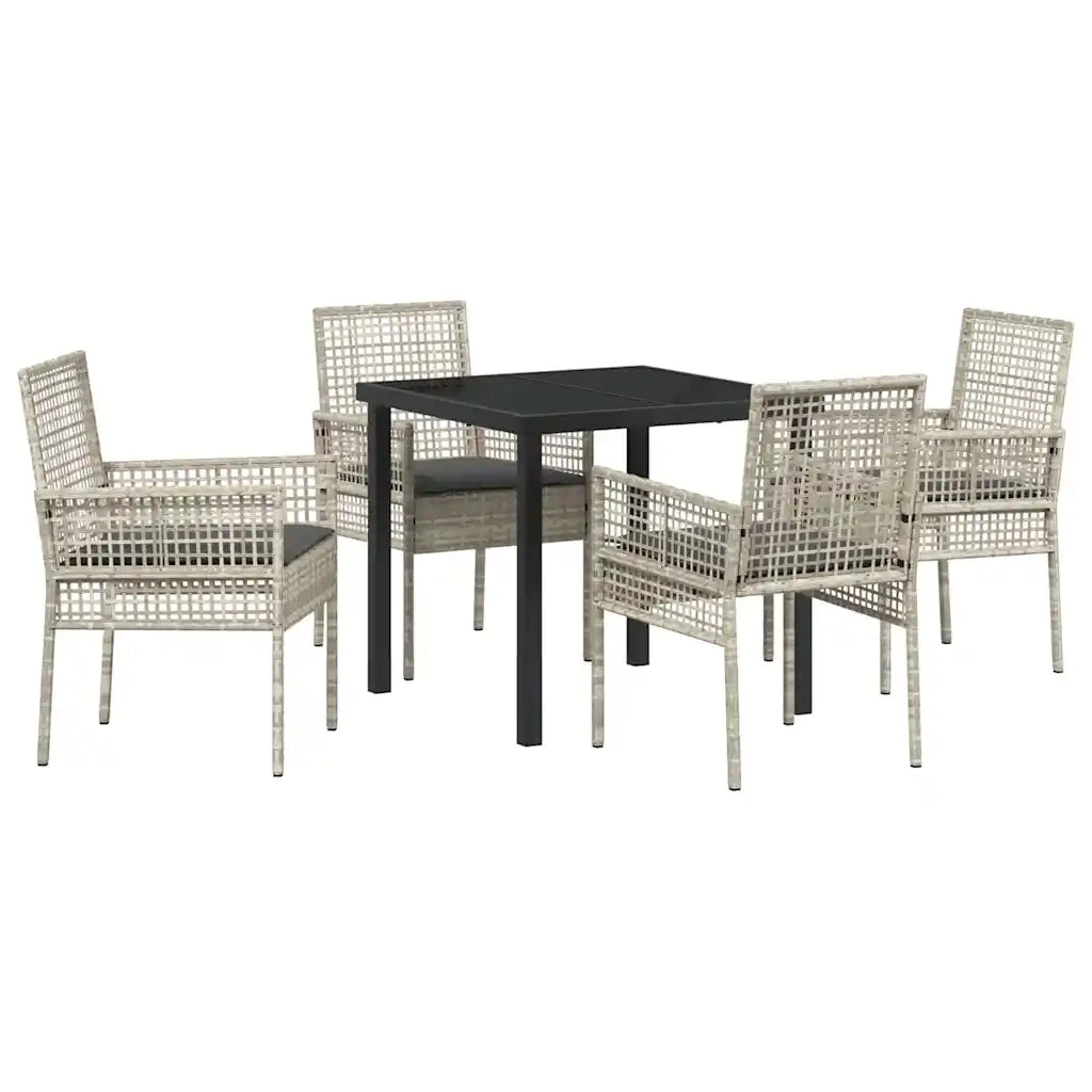 Set da Pranzo per Giardino 5 pcs Grigio chiaro polyrattan