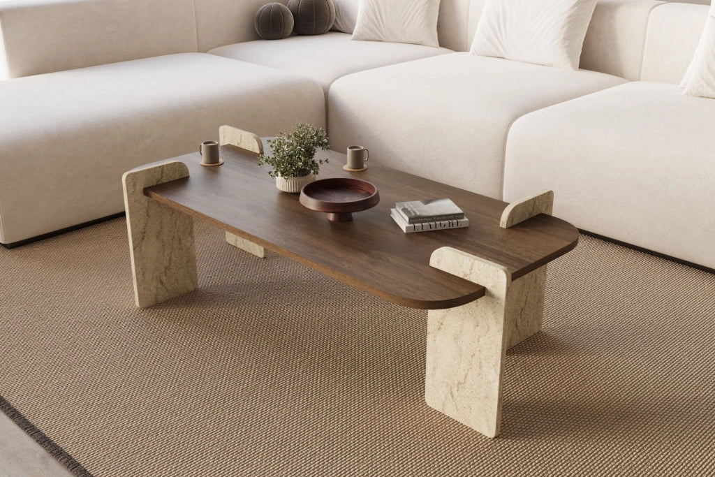 Tavolino in legno "Leapiri" - 120 x 60 x 35 cm - Marrone