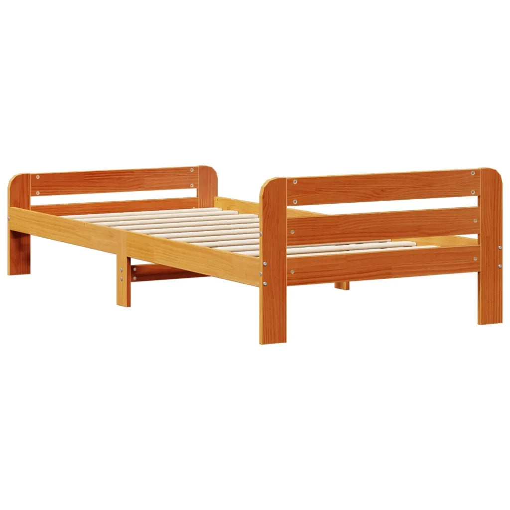 Letto senza Materasso Marrone Cera 75x190 cm in Legno di Pino