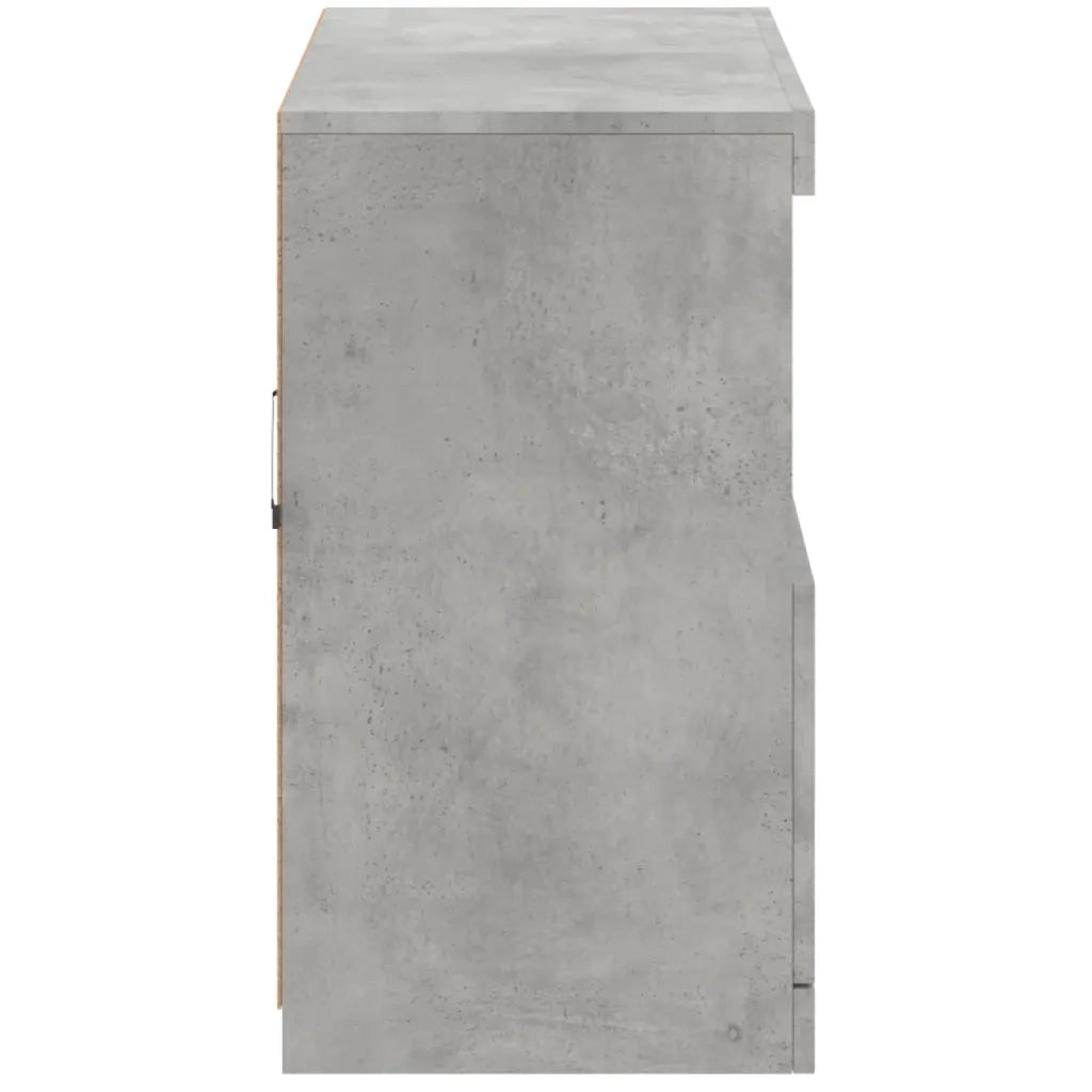 Credenza con Luci LED-Buffet-Armadio da cucina Grigio Cemento 81x37x67 cm