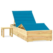 Lettino prendisole sedia a sdraio lettino prendisole letto da giardino mobili da giardino 198 cm con tavolo e cuscino pino impregnato 02_0012677
