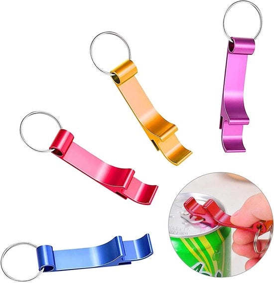 4 pezzi di apribottiglie personalizzabili con chiave in alluminio per famiglie, campeggi, feste (rosso blu viola oro)