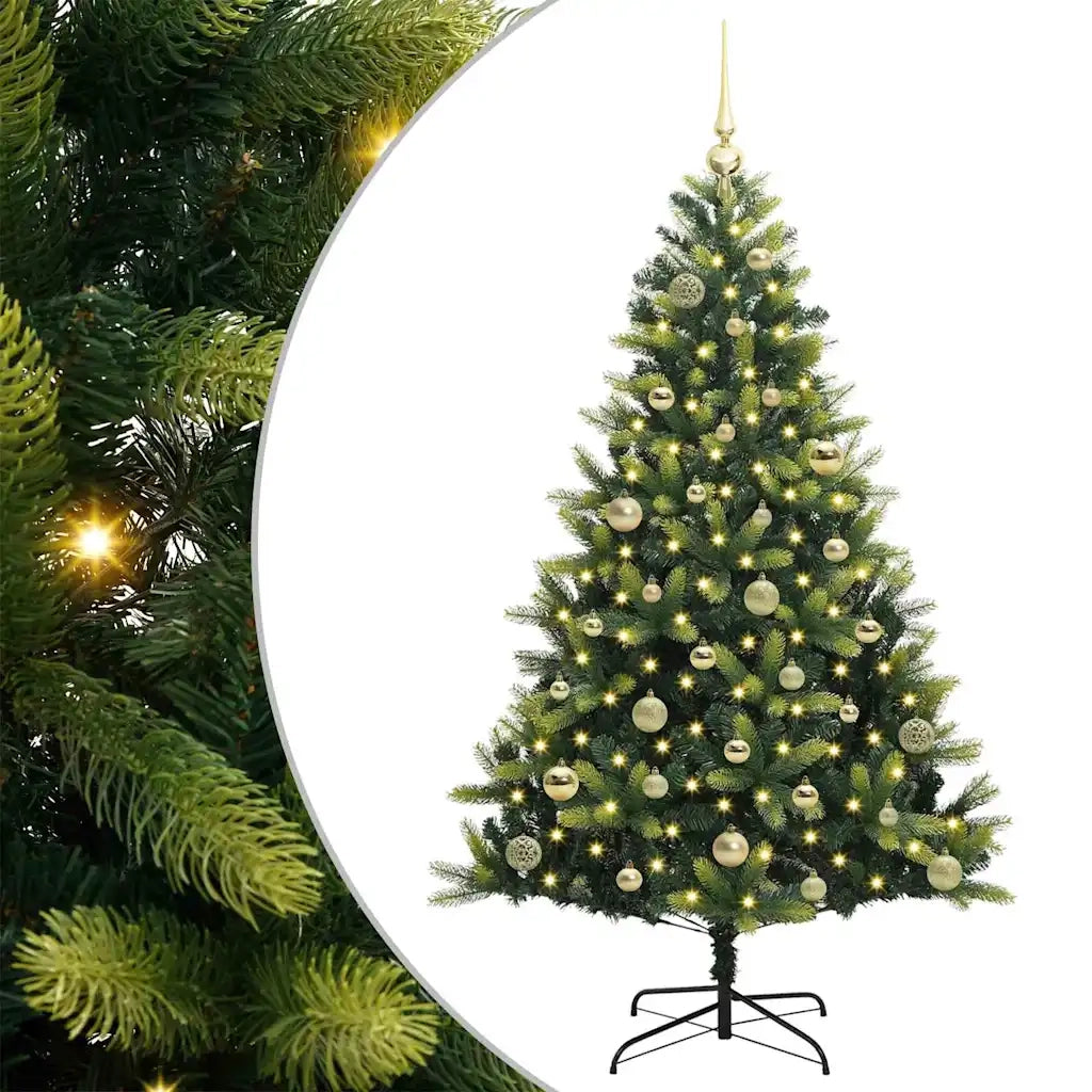 Albero di Natale Artificiale Pieghevole 150 LED Verde 150 cm 3395986