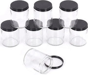 Set di 8 contenitori in vetro trasparente 240ml con coperchio in vetro nero - contenitori rotondi per crema, lozione e viaggio, ideali per organizzazione e conservazione.