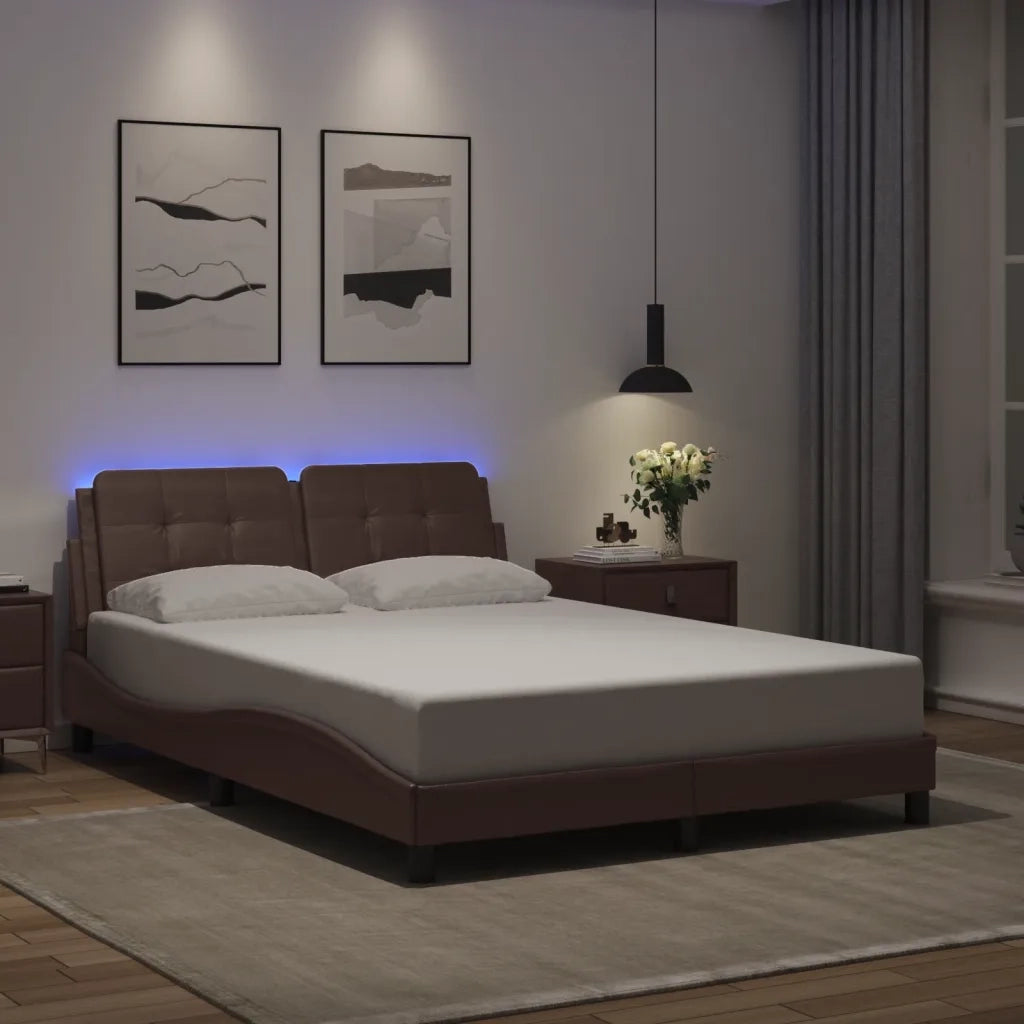 Giroletto con LED senza Materasso-Struttura Letto Zadar Marrone 120x200 cm