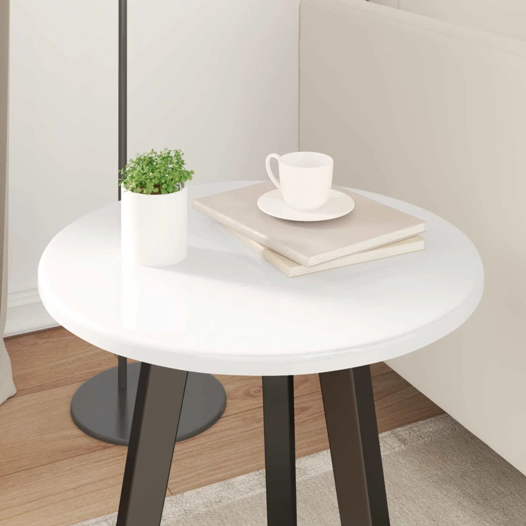 Piano del tavolo Bianco lucido Ø 40 x 1,5 cm Legno multistrato 880385
