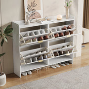 Scarpiera con ante a ribalta; H90xL110xP24 cm; truciolare; bianco