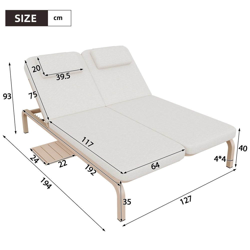 Lettino Prendisole da Giardino con Tavolo e Poggiatesta ¨C Xylo ¨C Beige