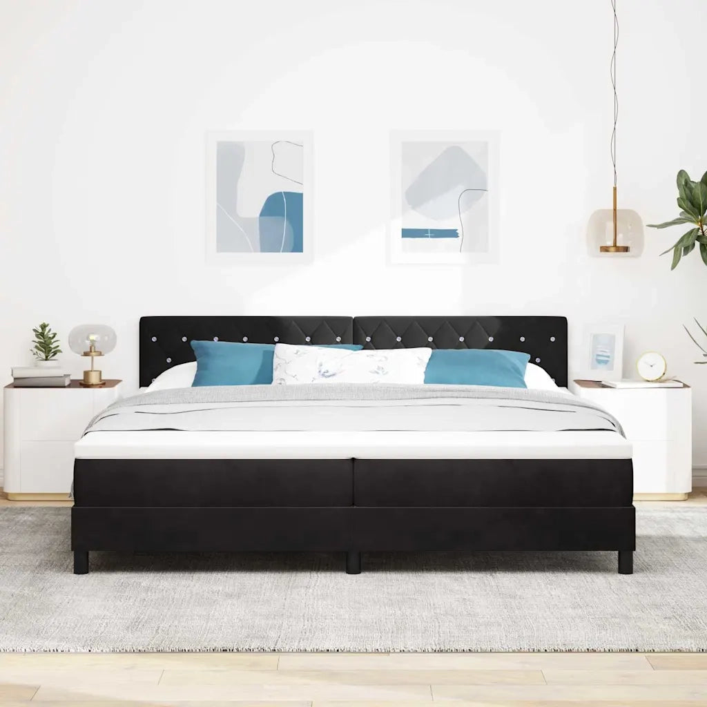 Letto a molle con materasso Nero 200 x 200 cm Velluto 3339130