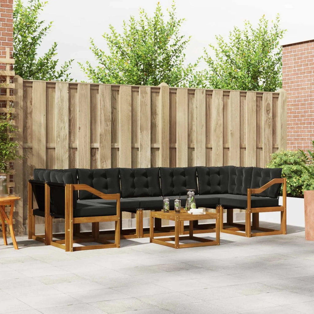 Set di divani da esterno con cuscino 8 pcs Naturale e Nero 3368507