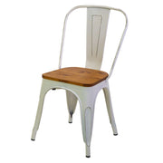 Sedia New Bristol 43x43xh45/84 cm in Ferro Bianco Antico con seduta in Legno