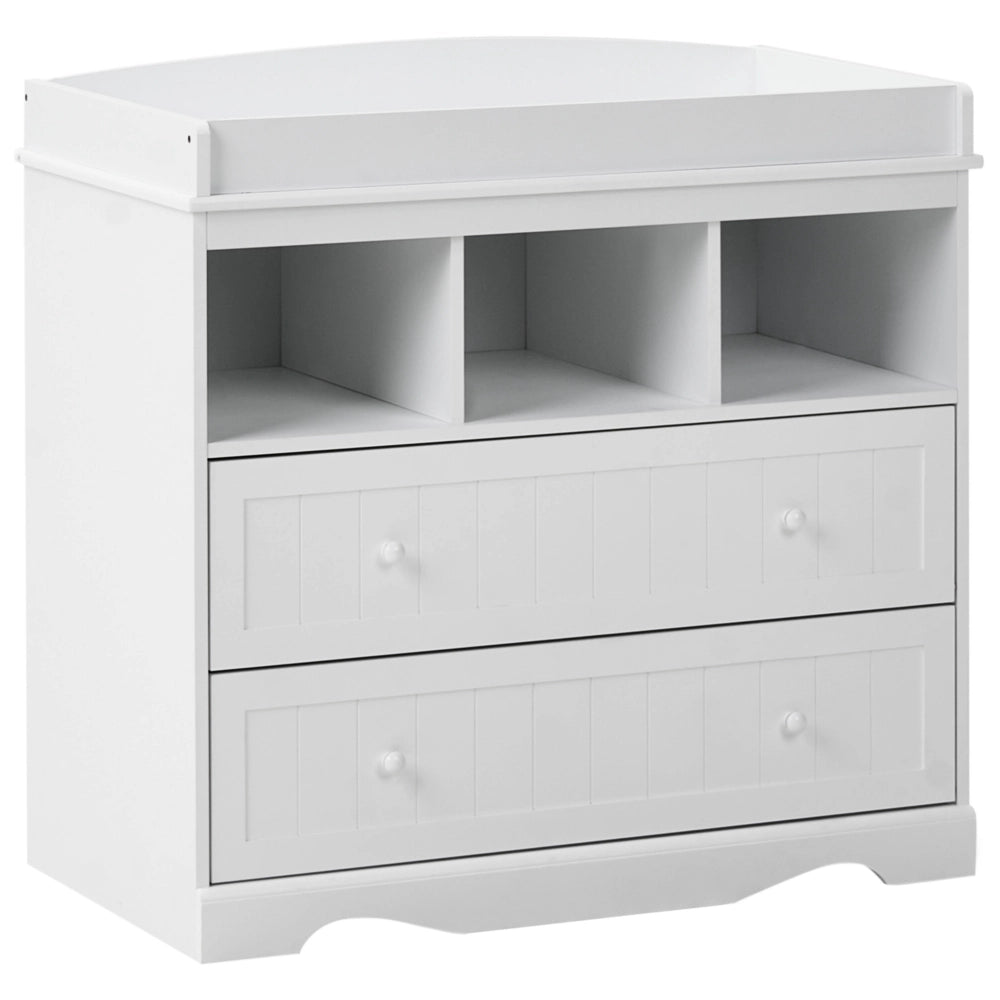 Fasciatoio con ripiani e cassetti in MDF bianco per cameretta stile moderno