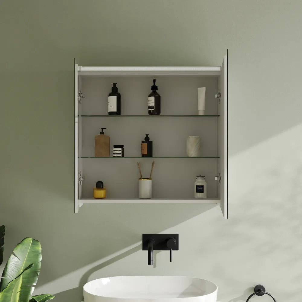 Specchio contenitore 67x70cm 2 ante con illuminazione led superiore | Hadar