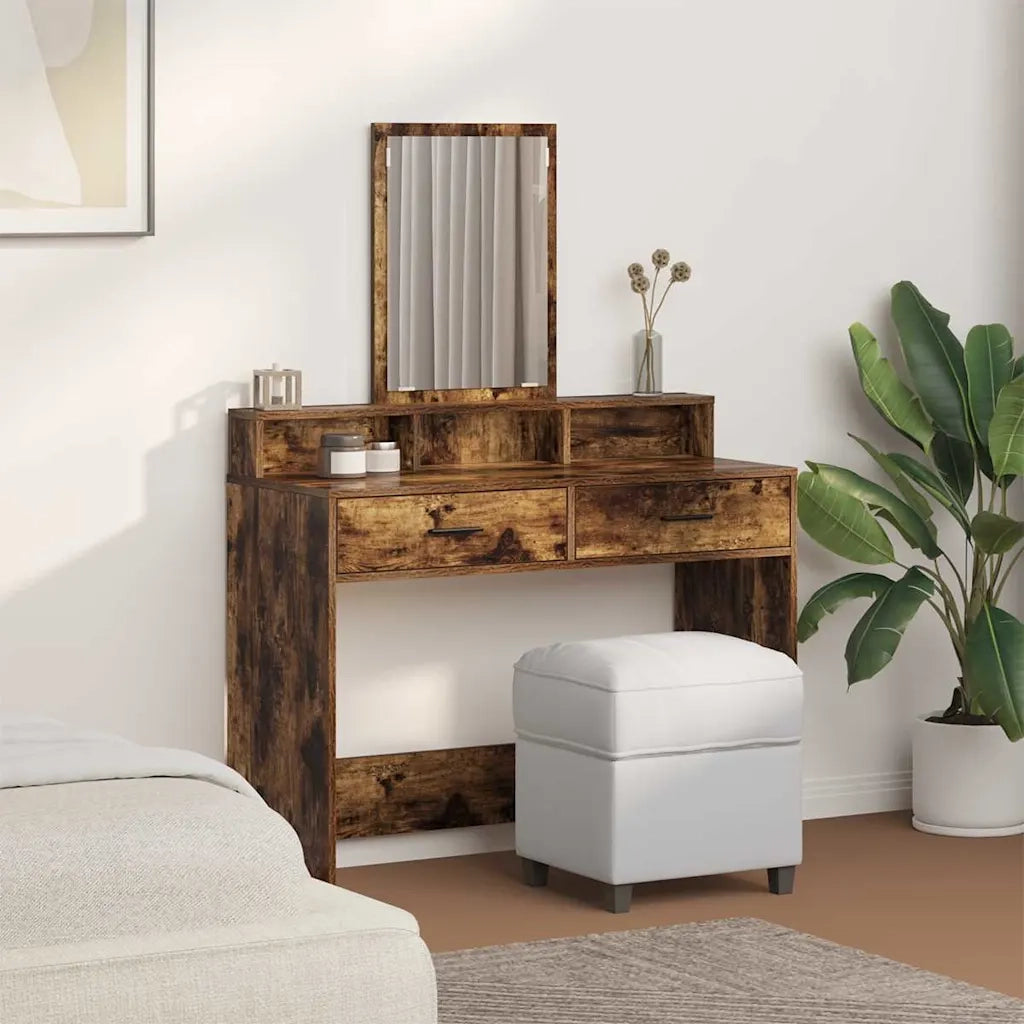 Tavolo da Trucco con cassetto Rovere fumé 100 x 41 x 140 cm 865149