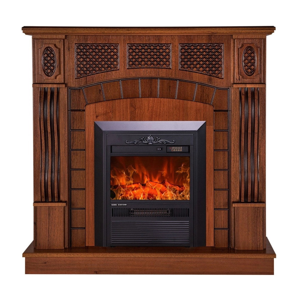 Camino Elettrico da Pavimento 112x115x30 cm Effetto Fiamma 2000W Amsterdam & Cristina Noce