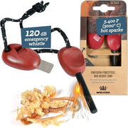 Kit di sopravvivenza per campeggio e outdoor - Fiammifero da magnesio - Staio di magnesio - Fiamma da fuoco - Fiammifero da fuoco - Fiammifero da 3000 scintille - Campanello di soccorso - Strumento da accensione - Kit di accensione da sopravvivenza