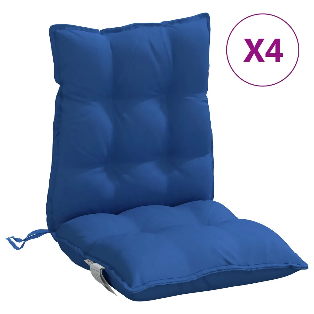 Cuscini Sedia con Schienale Basso 4 pz Blu Reale Tessuto Oxford 377702