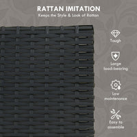 Set da Giardino Divano 2 Poltrone e 2 Tavolini Piano in Vetro   Nero