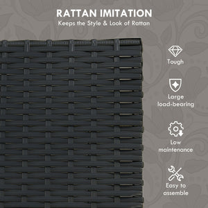 Set da Giardino Divano 2 Poltrone e 2 Tavolini Piano in Vetro   Nero