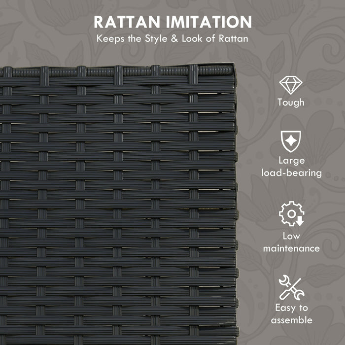 Set da Giardino Divano 2 Poltrone e 2 Tavolini Piano in Vetro   Nero