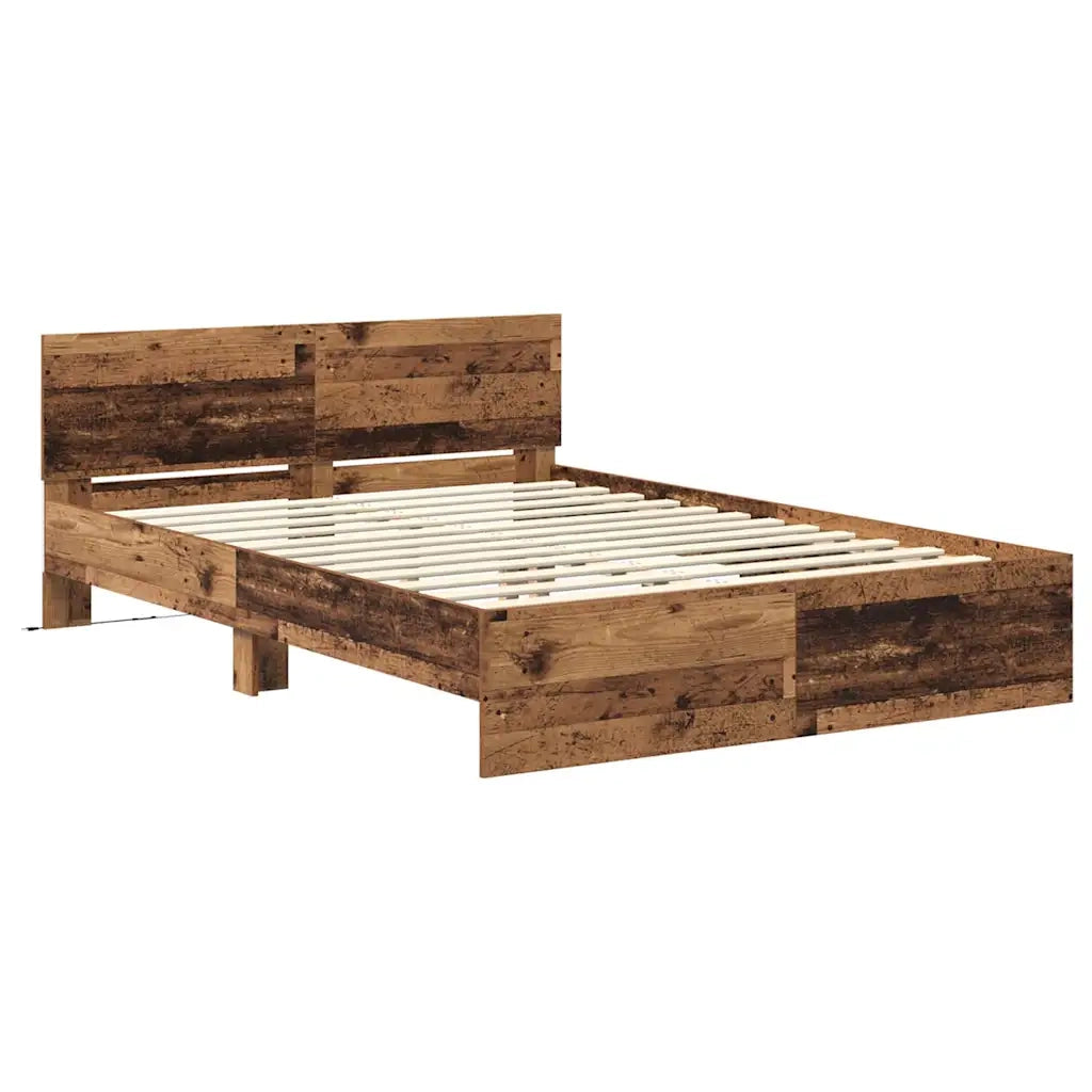 Struttura del letto con testiera Legno vecchio 135 x 190 cm