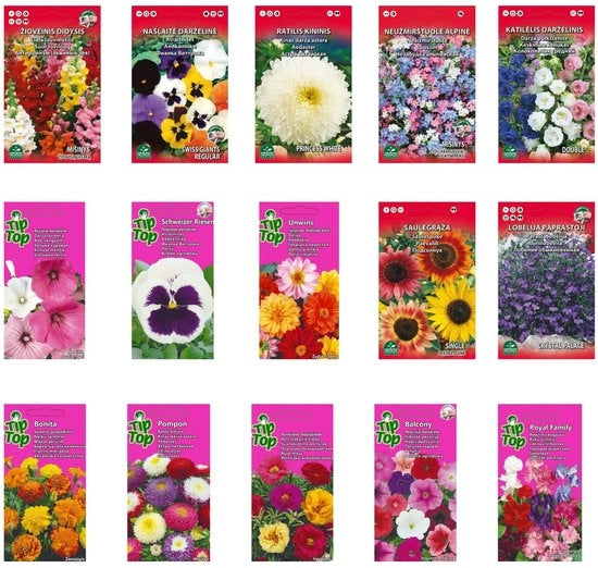 Collezione di Semi di Fiori - 15 Tipi di Fiori Uniflora/Biflora - Fiori di Campo Colorati - Facili da Curare - Regalo Ideale - Fioritura Lunga - Semi di Fiori