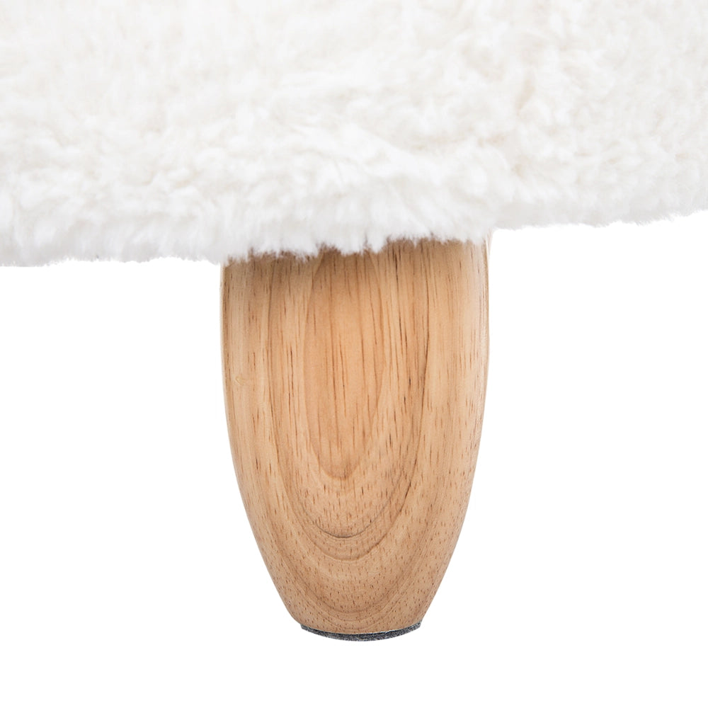 Sgabello per bambini Animale Agnello Poggiapiedi per asilo nido con gambe in legno imbottite in tessuto poliestere bianco