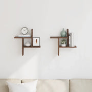 2 pz Mensole da Parete | Scaffali a Parete | Ripiano a parete Rovere Marrone 38x12x38 cm in Truciolato