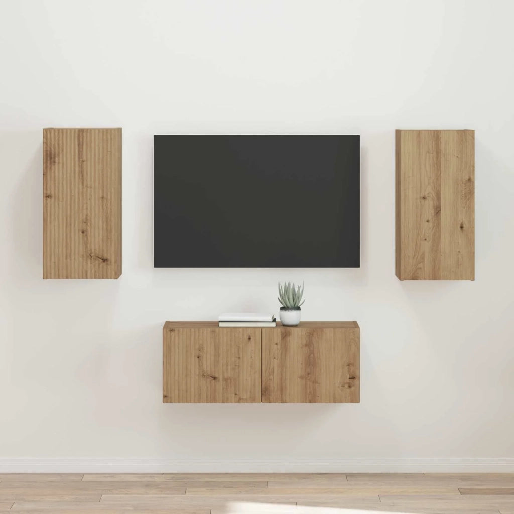 Set mobile TV 2 pcs Rovere artigianale Legno multistrato