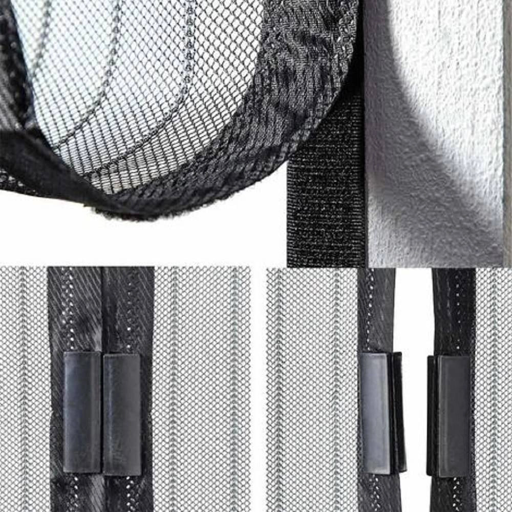 Trade Shop - Zanzariera Magnetica 120 X 240 Cm Nera Universale 18 Magneti Tenda Per Porte -