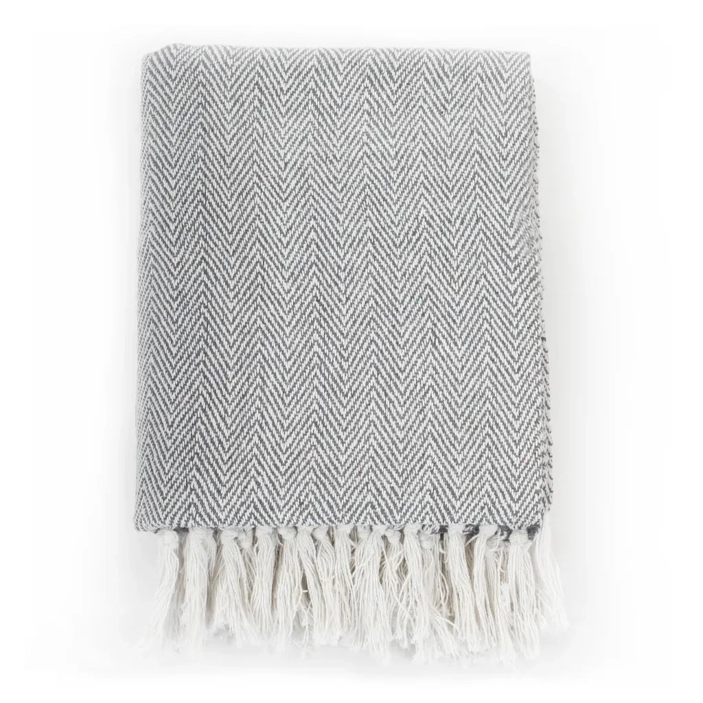 Copriletto in Cotone a Spina di Pesce 220x250 cm Grigio 245320