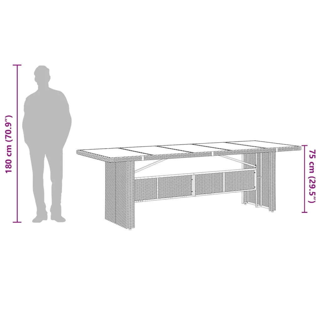 Set da Pranzo da Giardino 9 pz con Cuscini Nero in Polyrattan 3277535