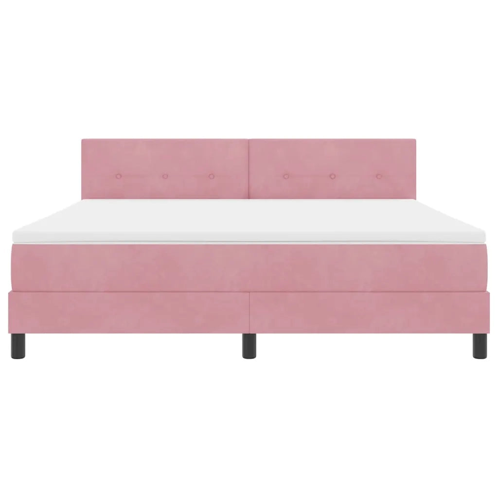 Letto a molle con materasso Rosa 180 x 200 cm Velluto 3339193