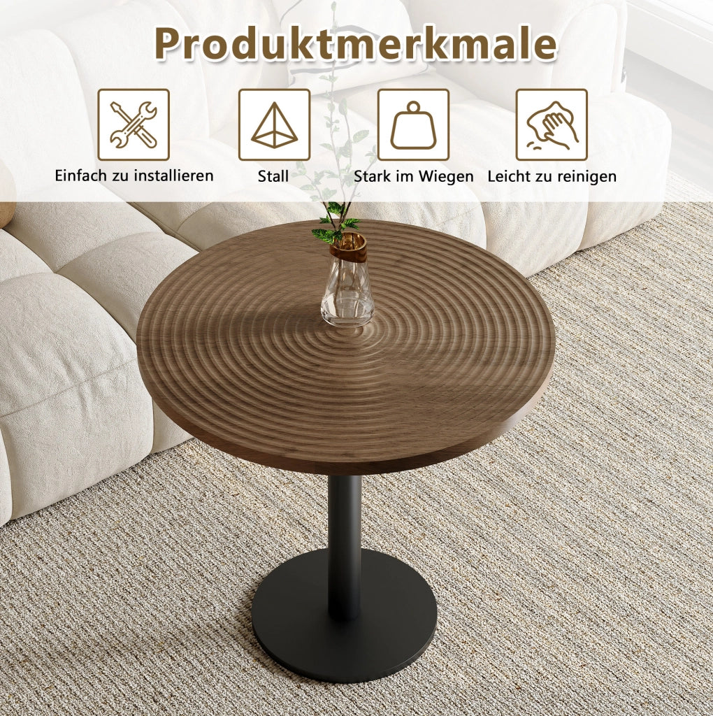 TAVOLO da pranzo rotondo Ø 80 cm MDF effetto legno e metallo nero