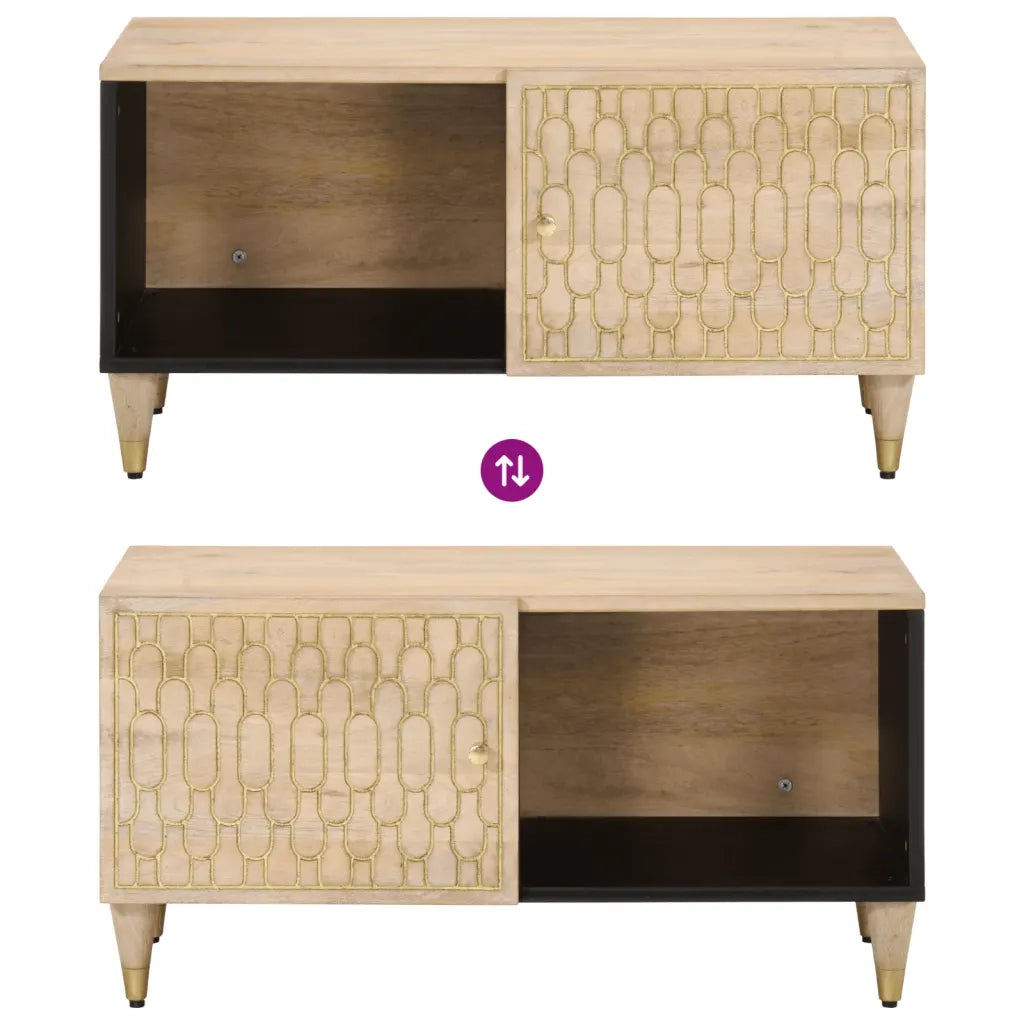 Tavolino da Salotto-Tavolino da soggiorno-Tavolo 80x50x40 cm Legno Massello di Mango 302185